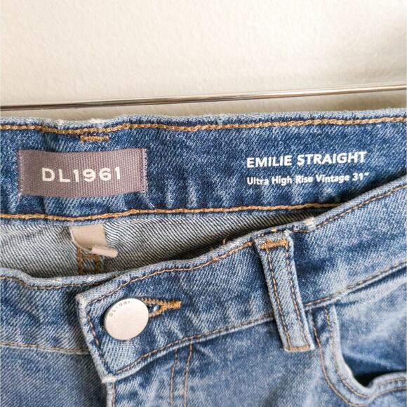 DL1961 Emilie Straight Leg Ultra High Rise Jeans Blue Oasis Women's 30 Capsule - Picture 3 of 9